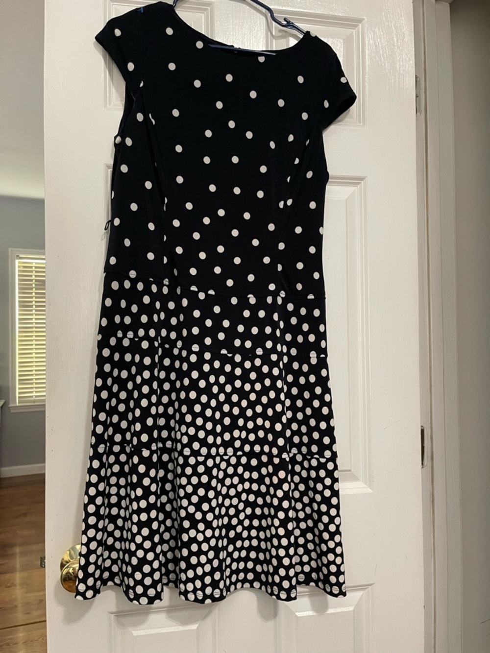 Anne Klein Black and White Polka Dot Fit-and-Flare Dress